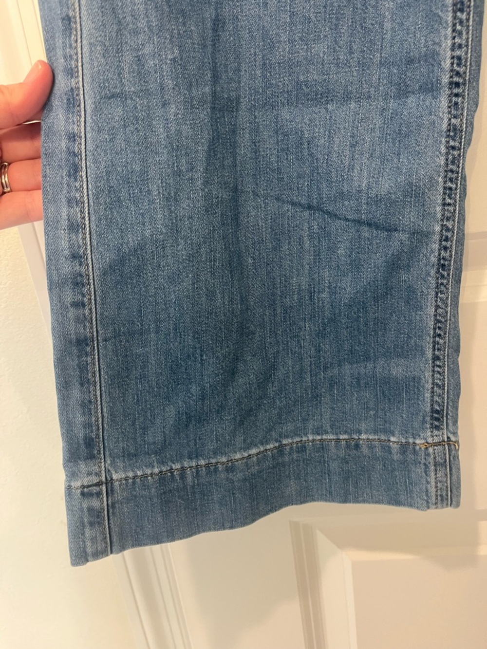 J. Crew Womens Drapey Denim Trouser Light Blue Flare Jeans Wide Leg Sz 29 - Picture 6 of 12